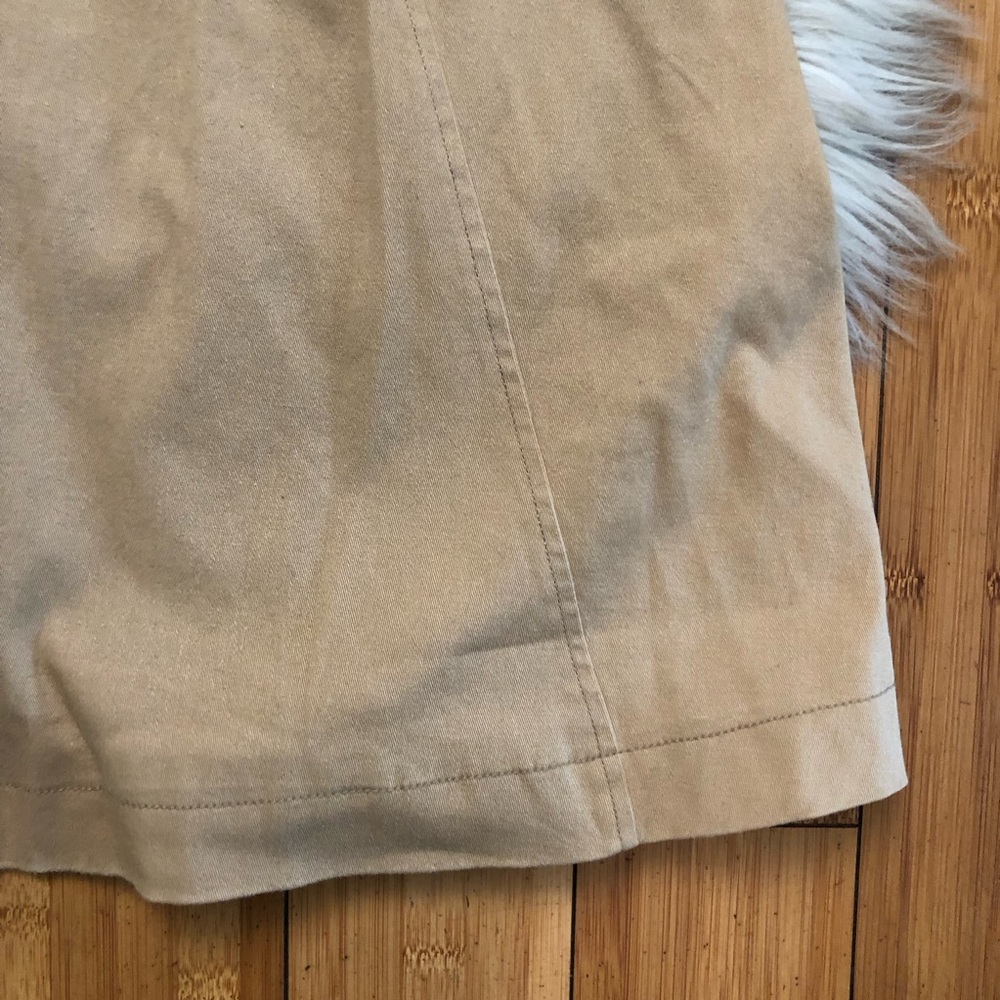 ModCloth Colorblock Contrast Double Breasted Pleated Tan Yellow Trench Coat M - Picture 11 of 16